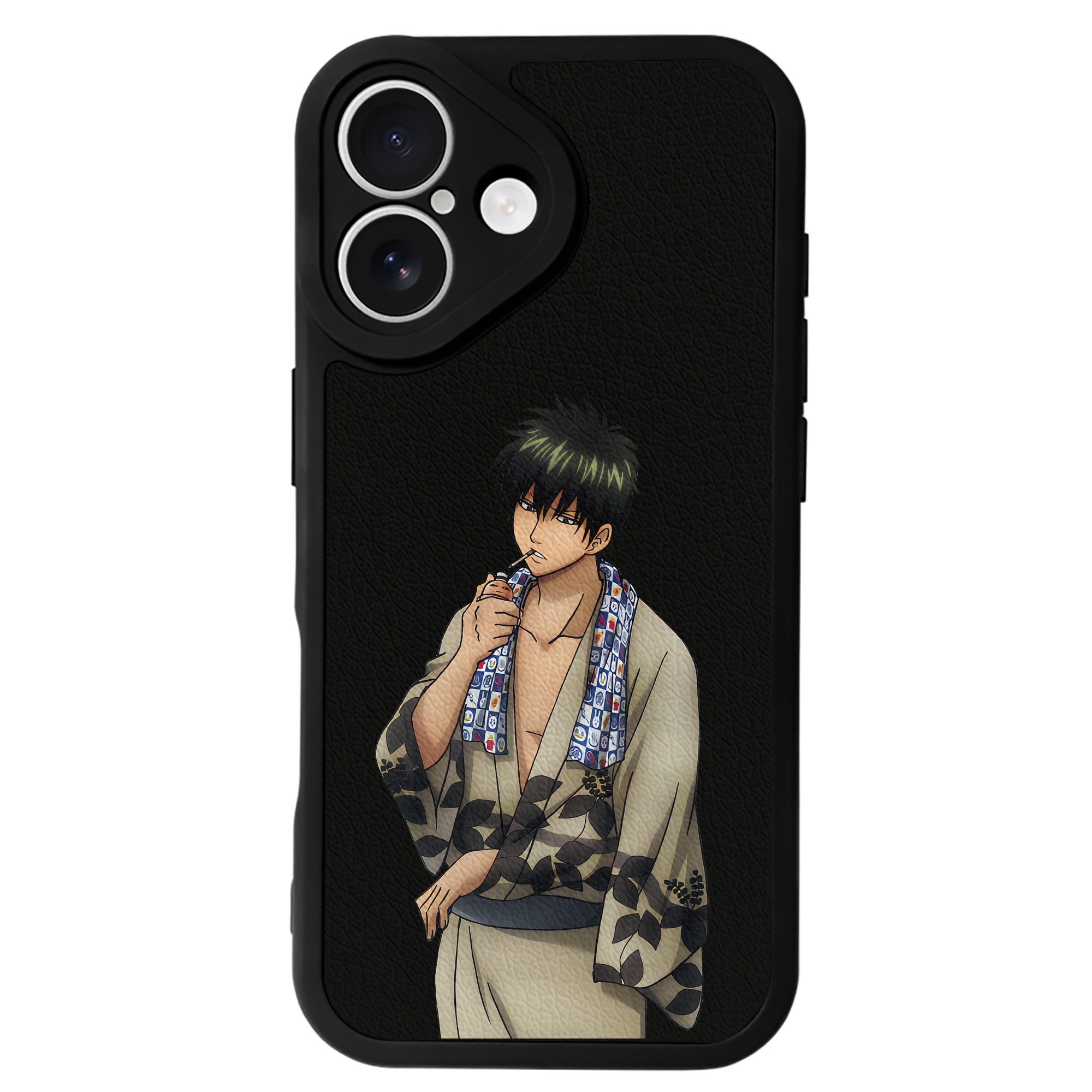 （画像用） ぎんたま 坂田銀時（さかたぎんとき） 神楽 志村新八（しむら しんぱち） GINTAMA Sakata Gintoki Kagura Shimura Shinpachi 【iPhone 16シリーズ対応】シリコンスマホケース（レザー調） 材質：シリコン